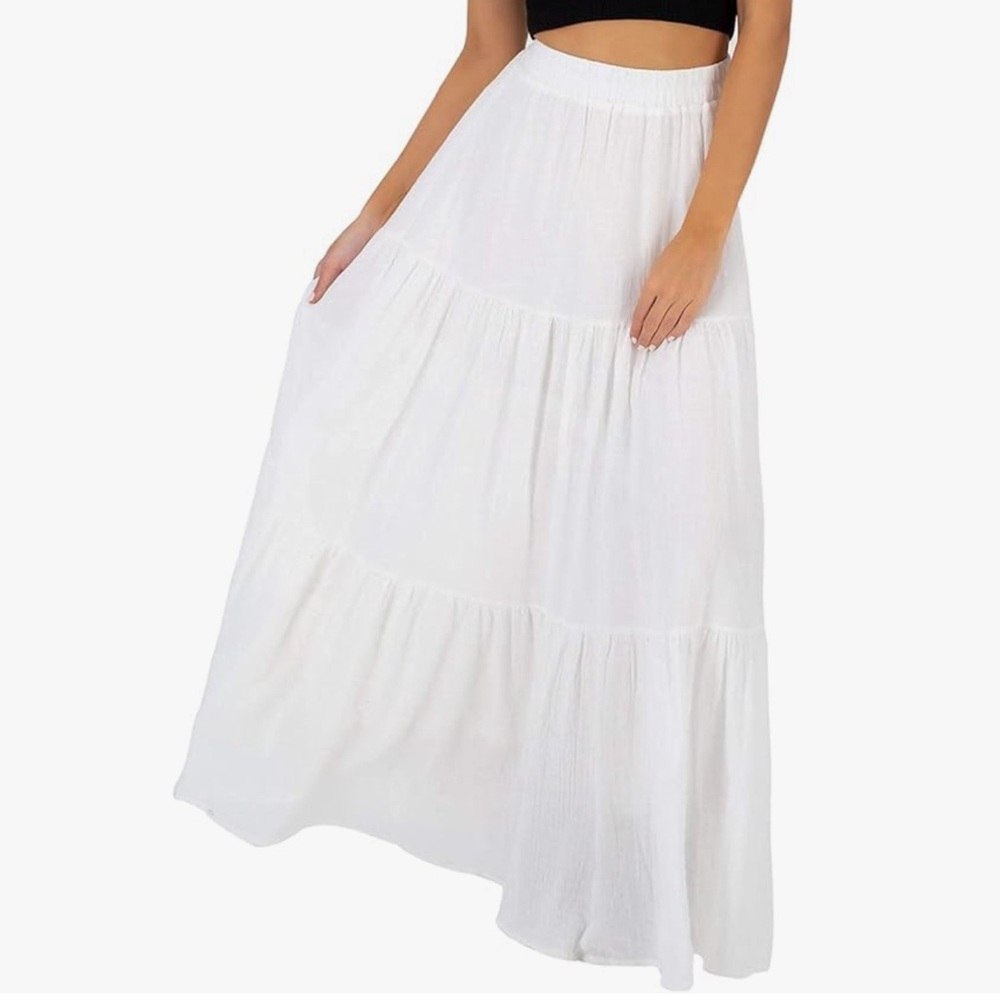 Long white maxi skirt